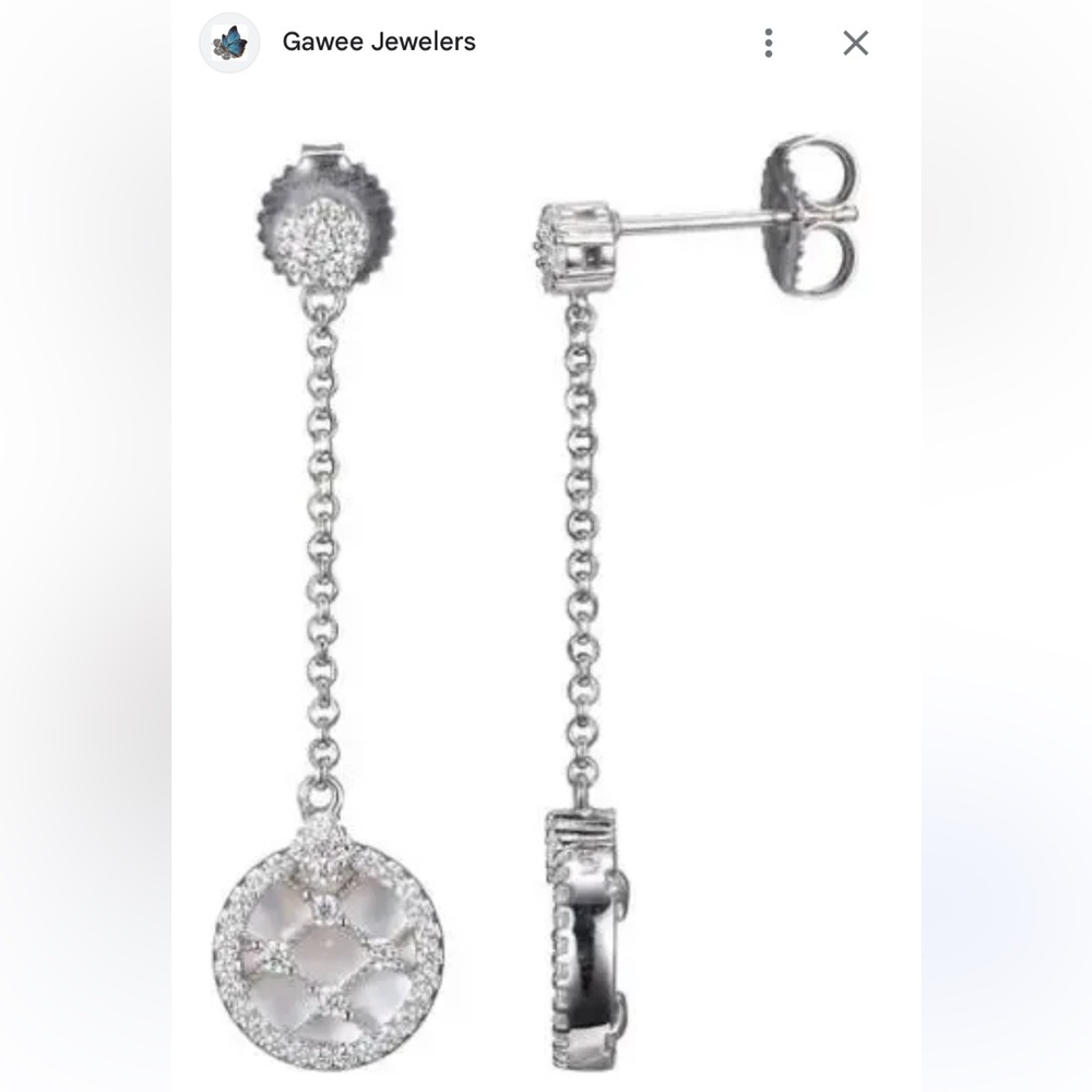 Gorgeous Charles Garnier sterling silver, mother of pearl and CZ  earrings